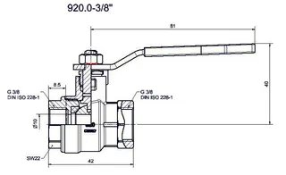 comfort-Heizungskugelhahn DN 10 (3/8") IG mit Hebelgriff Messing vernickelt – Bild 2