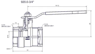 comfort-Heizungskugelhahn DN 20 (3/4") IG mit Hebelgriff Messing vernickelt – Bild 2