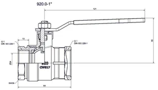 comfort-Heizungskugelhahn DN 25 (1") IG mit Hebelgriff Messing vernickelt – Bild 2