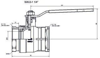 comfort-Heizungskugelhahn DN 32 (11/4") IG mit Hebelgriff Messing vernickelt – Bild 2