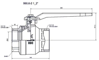 comfort-Heizungskugelhahn DN 65 (21/2") IG mit Alu-Hebelgriff Messing vernickelt – Bild 2