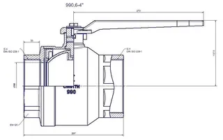 comfort-Heizungskugelhahn DN 100 (4") IG mit Alu-Hebelgriff Messing vernickelt – Bild 2