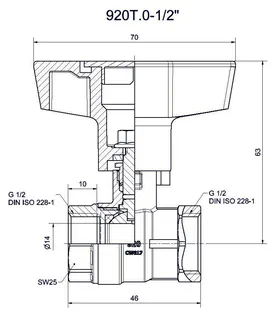 comfort-Heizungskugelhahn DN 15 (1/2") IG leichtes Modell mit Iso-T-Griff Ms/vn – Bild 2