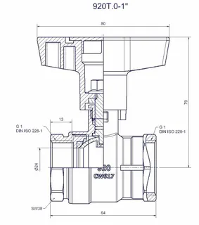 comfort-Heizungskugelhahn DN 25 (1") IG leichtes Modell mit Iso-T-Griff Ms/vn – Bild 2