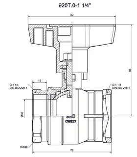 comfort-Heizungskugelhahn DN 32 (11/4") IG leichtes Modell mit Iso-T-Griff Ms/vn – Bild 2