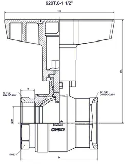comfort-Heizungskugelhahn DN 40 (11/2") IG leichtes Modell mit Iso-T-Griff Ms/vn – Bild 2