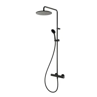 LIVING SPA Duschsäule RB 250mm rund Multihandbrause Schwarz matt