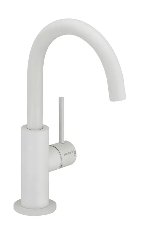 DEEP WHITE Waschtisch-Einlochbat. Slim M-Size Griff seitl. ohne Ablauf Weiß matt