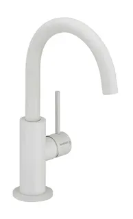 DEEP WHITE Waschtisch-Einlochbat. Slim M-Size Griff seitl. ohne Ablauf Weiß matt