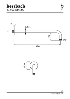 LIVING SPA Wandarm 420mm 70 rund gewinkelt Grau matt – Bild 2
