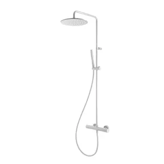 LIVING SPA Duschsäule RB 250mm rund Stabhandbrause Weiß matt