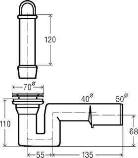 Viega Ablaufgarnitur 6933.89 in DN40/50 x 70x120mm Messing verchromt – Bild 4