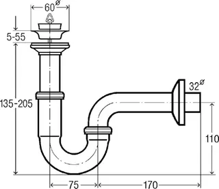 Viega Röhrengeruchverschluss 5612 in G1 1/4 x G1 1/4 x 60mm ms verchromt – Bild 4