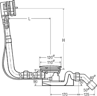Viega Ab-und Überlauf Rotaplex Trio 6141.71 in 1070mmxDN40/50 verchromt – Bild 4