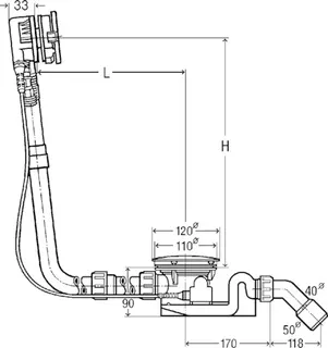 Viega Ab-und Überlauf Rotaplex Trio 6141.70 in 1070mmxDN40/50 verchromt – Bild 4