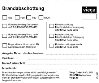 Viega Kennzeichnungsschild Brandschutz 4920.8 für Rohrdurchführung – Bild 2