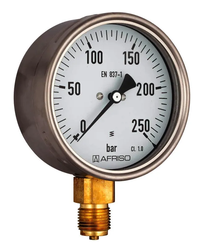 AFRISO Rohrfeder-Industriemanometer RF100I 0/250bar G1/2B rad Kl.1,0 D401