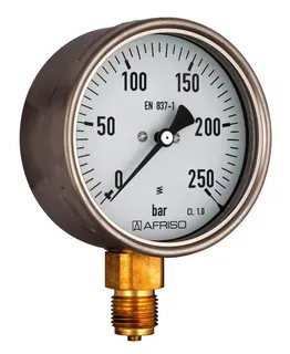 AFRISO Rohrfeder-Industriemanometer RF100I 0/250bar G1/2B rad Kl.1,0 D401