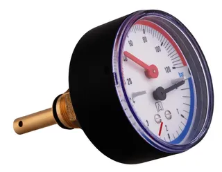 AFRISO Thermo-Manometer TM 80 20/120C 0/4bar G1/2B ax m.Ventil/Adapter