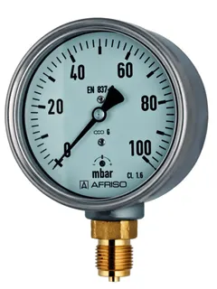 AFRISO Kapselfeder-Standardmanometer KP100 0/25mbar G1/2B rad Kl.1,6 D401 – Bild 2