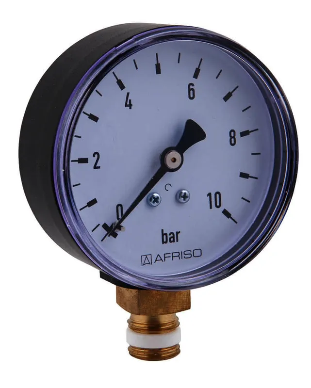 AFRISO Rohrfedermanometer RF 63 0/6bar G1/4B m.PTFE rad Kl.2,5