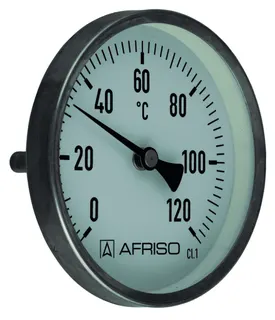 AFRISO Bimetall-Edelstahlthermometer BiTh63E 0/120C 200mm glatt ax D312
