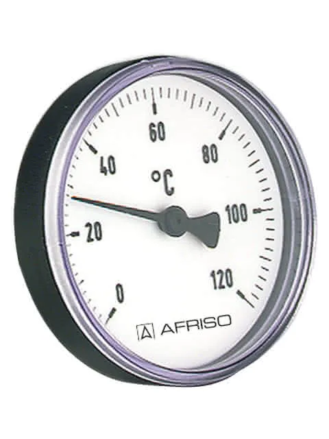 AFRISO Bimetall-Thermometer BiTh 100 K 0/120C 200mm G1/2B ax Kl.2
