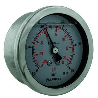 AFRISO Rohrfeder-Glyzerinmanometer RF63Gly 0/25bar G1/4B ax Kl.1,6 D711