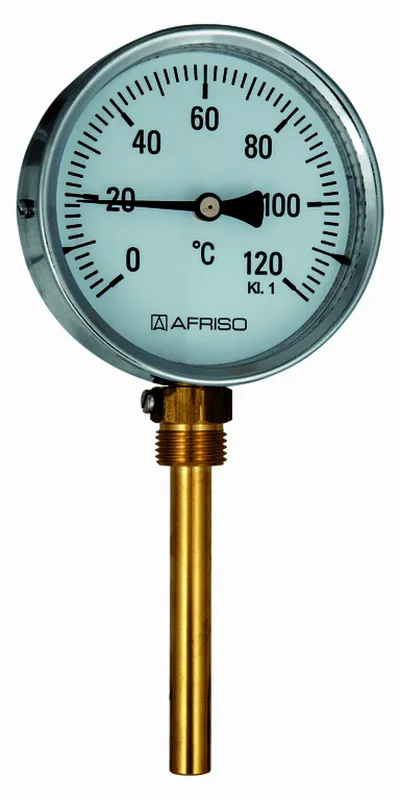 AFRISO Bimetall-Industriethermometer BiTh 100 I 0/120C 100mm 1/2 rad Kl.1
