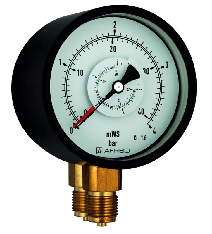 AFRISO Rohrfeder-Differenzdruckmanometer RF100Dif 0/10bar G1/2B rad Kl.1,6 D301