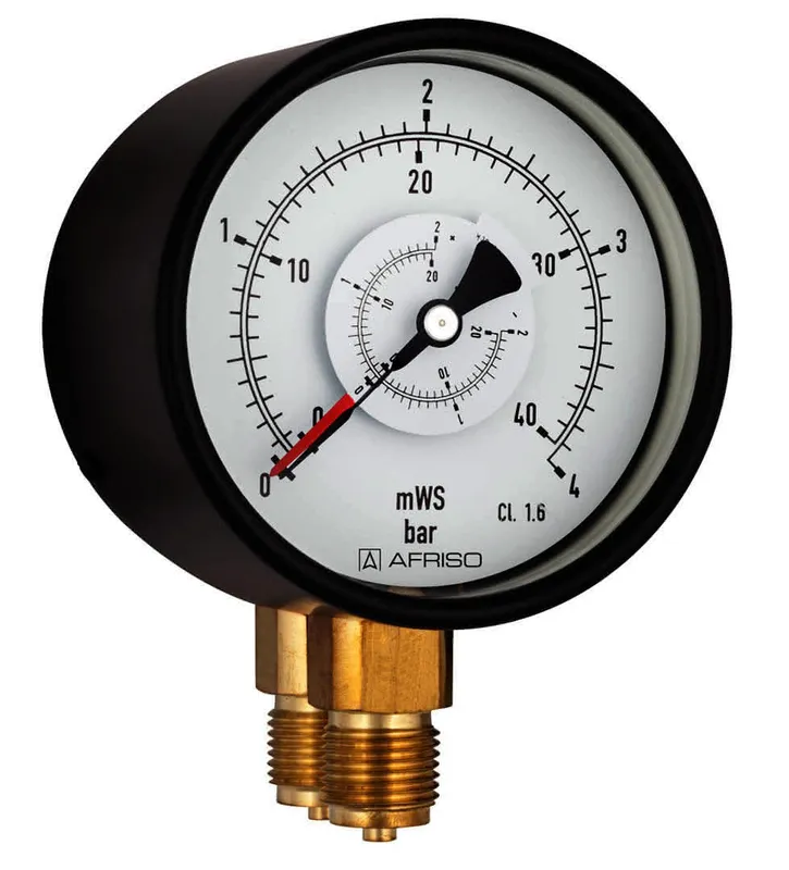 AFRISO Rohrfeder-Differenzdruckmanometer RF100Dif 0/40bar G1/2B rad Kl.1,6 D301