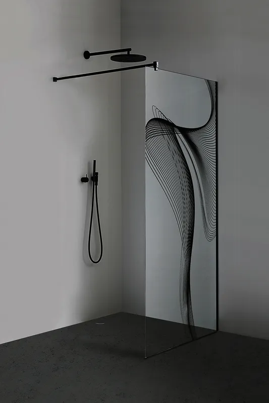 Walk-In 1000x2100mm 8mm Querbügel more4YOU 2.0 Black Curve, Clean