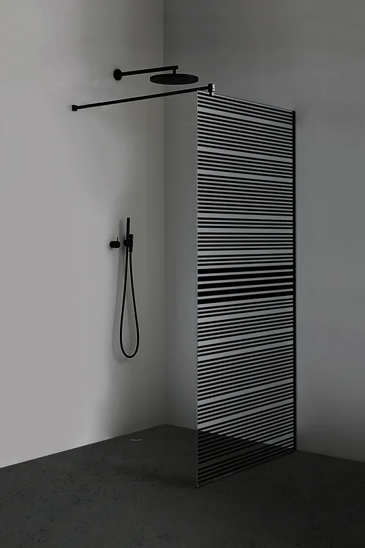 Walk-In 1200x2100mm 8mm Querbügel more4YOU 2.0 Black Level, Clean
