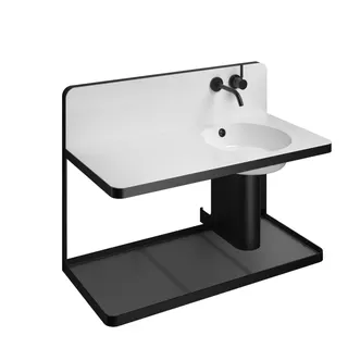 Alape Waschplatz Steel19L.2R 5268000 Mulde rechts, Weiß