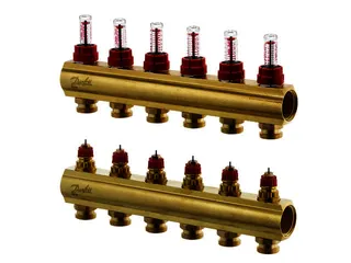 Danfoss FBH-Verteiler FHF-6F 6 Kreise, mit Durchflussanzeige