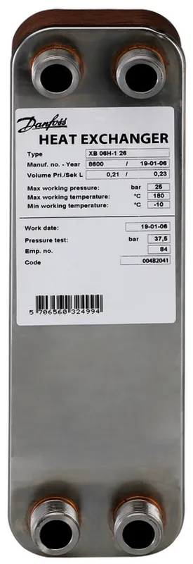Danfoss Plattenwärmeübertrager XB06H-1 MicroPlate, 26 Platten, gelötet