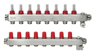 Danfoss FBH-Verteiler SSM-8F 8 Kreise, mit Durchflussanzeige