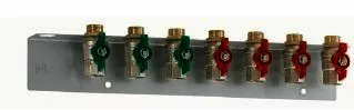 Danfoss Montageschiene mit 7 Kugelhähne 3/4", 3 St. DVGW, 4 St. Heizung