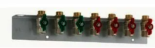 Danfoss Montageschiene mit 7 Kugelhähne 3/4", 3 St. DVGW, 4 St. Heizung