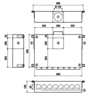 Maico Luftverteiler aus Blech MF-BV63-125-8 8 Anschlüsse, Anschluss Flexrohr MF-F63 – Bild 4