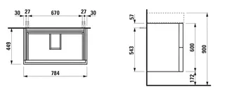 WTU K-LAUFEN 449x784x600 2 Schubl Push/Pull f.WT H810336 schiefergrau – Bild 2