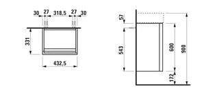 WTU K-LAUFEN 331x432,5x600 1Tür Schar rechts Push/Pull f.WT H815330 kieselgrau – Bild 2