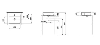 Laufen Waschtisch-Schale VAL 380x450x150 m. Arm-bank 1 Hahnloch mit Überlauf weiß – Bild 2