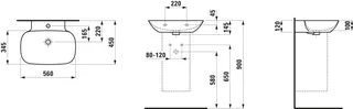 Laufen Waschtisch INO 450x560x145 1 Hahnloch ohne Überlauf weiß – Bild 2