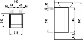 Laufen WTU INO 340x318x605 1 Tür Scharn. rechts f.WT H810302 weiß matt – Bild 2
