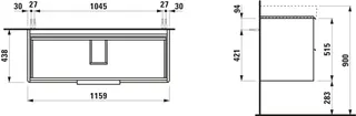 Laufen WTU BASE 515x1160x438 2 Schubl m.Griff f.WT H814965 ulme dunkel – Bild 3