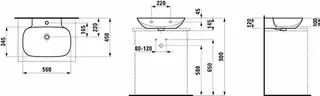 Laufen Aufsatz-Waschtisch INO 450x560x145 1 Hahnloch ohne Überlauf weiß – Bild 2