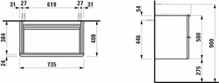 Laufen WTU SPACE 408x735x500 2 Schubl m.Griff f.WT H810285 nussbaum hell – Bild 2