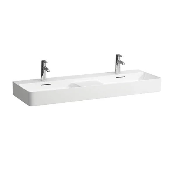 Laufen DWT VAL 420x12000x155 1 Hahnloch je Becken mit Überlauf Ablg. mi weiß matt