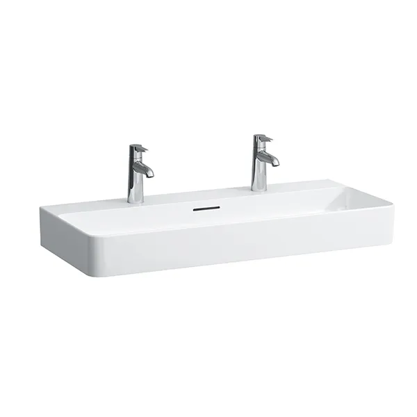 Laufen Waschtisch VAL 420x950x155 1 Hahnloch li+re mit Überlauf weiß matt